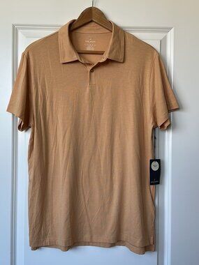 Daniel Hechter Paris Men's Polo Shirt Pima Cotton sz Large Mustard Short Sleeve